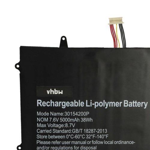 VHBW Notebook akkumulátor  jumper TH133K-MC, HW-3487265 - 5000 mAh 7,6 V Li-polimer