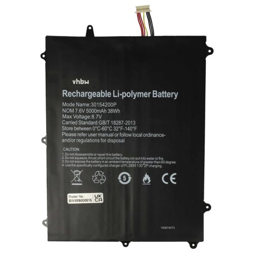 VHBW Notebook akkumulátor  jumper TH133K-MC, HW-3487265 - 5000 mAh 7,6 V Li-polimer
