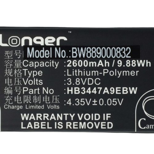 VHBW Mobile Phone Battery Huawei HB3447A9EBW, HB3447A9EBC - 2600 mAh 3.8 V Li-Polymer - Smartphone Battery
