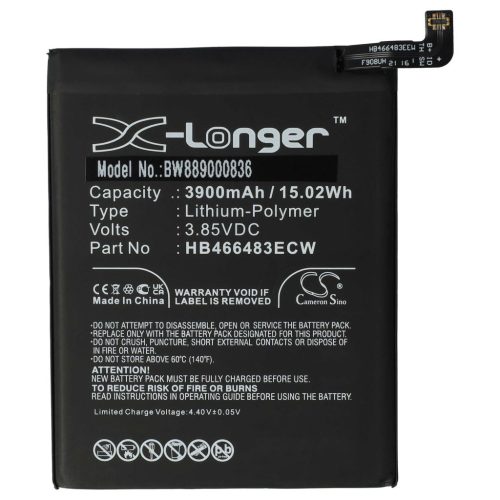 VHBW Mobile Phone Battery for Huawei HB466483ECW - 3900 mAh 3.85 V Li-Polymer - Smartphone Battery