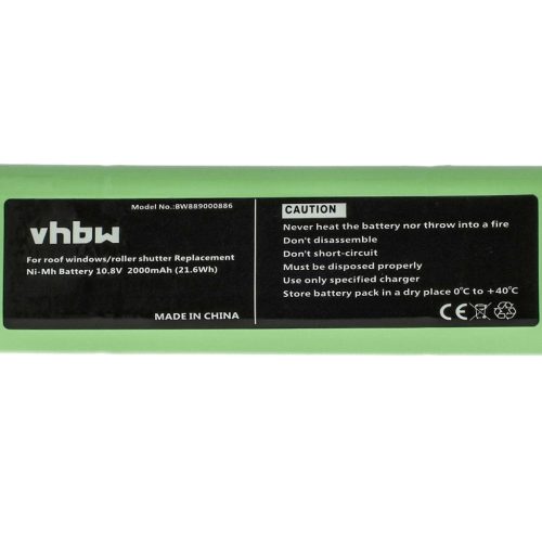 VHBW Roller Shutter Battery Velux 946987, 946930, 946933 - 2000 mAh 10.8 V NiMH