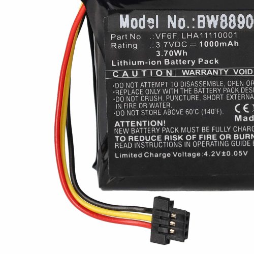 VHBW GPS Akku LHA11110001, VF6F - 1000 mAh 3,7 V Li-Ion