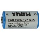 VHBW Akku 16340, DL123A, CR123R, CR17335, EL123AP, K123LA, CR17345, CR123A - 700 mAh 3,6 V Li-Ion