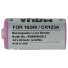 VHBW Universal Battery 16340, DL123A, CR123R, CR17335, EL123AP, CR17345, CR123A - 800 mAh 3.6 V Li-Ion