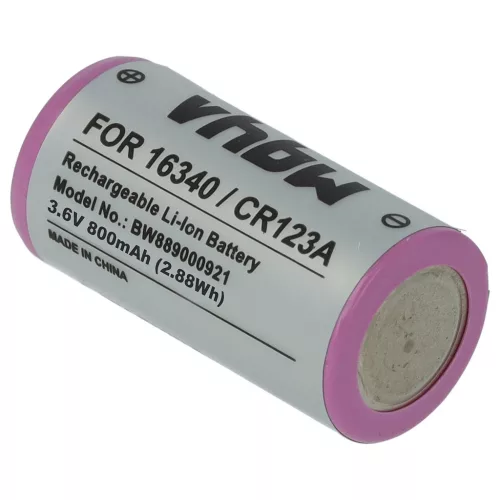 VHBW Universal Battery 16340, DL123A, CR123R, CR17335, EL123AP, CR17345, CR123A - 800 mAh 3.6 V Li-Ion