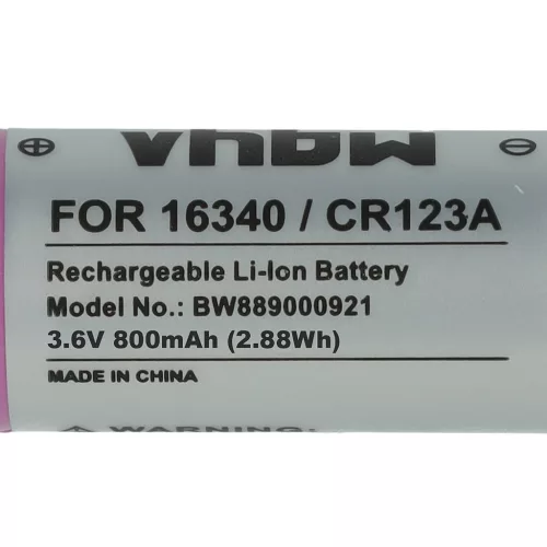 VHBW Universal Battery 16340, DL123A, CR123R, CR17335, EL123AP, CR17345, CR123A - 800 mAh 3.6 V Li-Ion