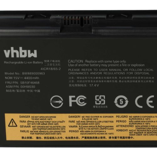 VHBW Notebook Battery Lenovo 4X50K14092, 4ICR18/65-2, 01AV451, 00HW030 - 4400 mAh 15 V Li-Ion