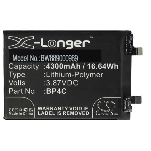 VHBW Mobiltelefon akkumulátor Redmi Note 11T Pro+ készülékhez - 4300 mAh 3,87 V Li-polimer