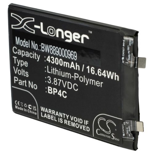 VHBW Mobiltelefon akkumulátor Redmi Note 11T Pro+ készülékhez - 4300 mAh 3,87 V Li-polimer