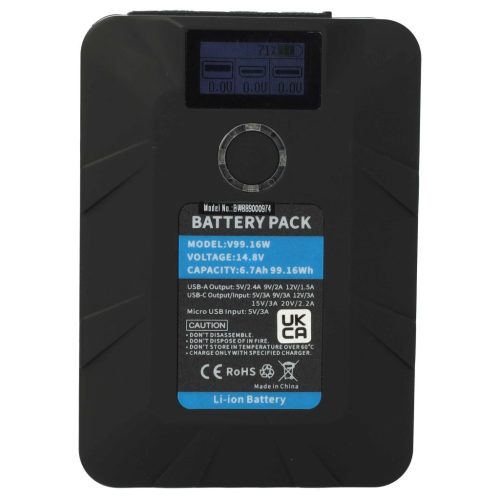 VHBW Akkumulátor Sony BP-150WS, BP-130L, BP-150W, BP-140A - 6700mAh, 14.8V, Li-Ion USB porttal
