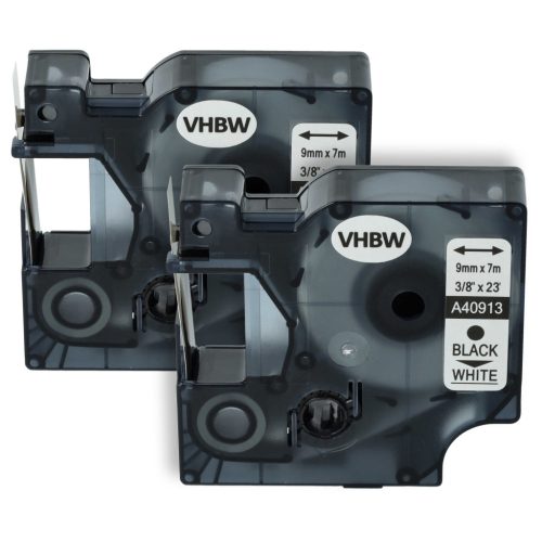VHBW Label Tape Dymo S0720680, 40913, D1 - 9 mm Black/White