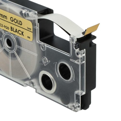 VHBW Casio XR-9GD1 Label Tape, 9 mm, Black-Gold