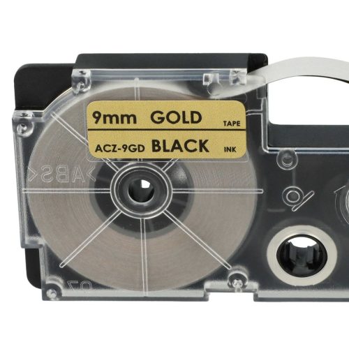 VHBW Casio XR-9GD1 Label Tape, 9 mm, Black-Gold