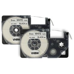 VHBW Etikettband Casio XR-9WE, XR-9WE1 - 9 mm Schwarz/Weiß