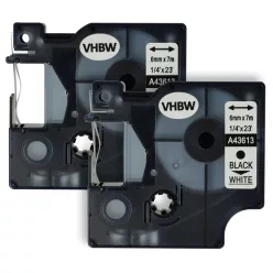 VHBW Label Tape Dymo D1, 43613 - 6 mm Black/White