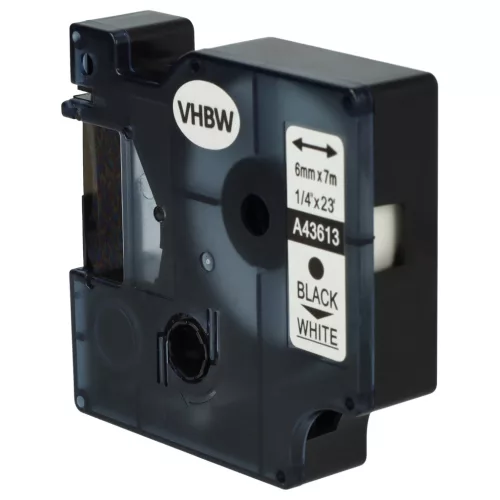 VHBW Label Tape Dymo D1, 43613 - 6 mm Black/White
