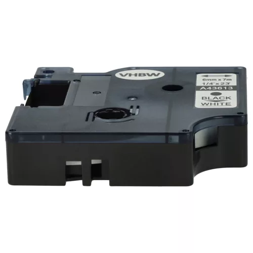 VHBW Label Tape Dymo D1, 43613 - 6 mm Black/White