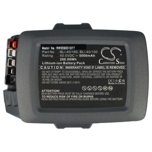 VHBW Gardena 9842, 9843-20, 28311, 9843 Fűnyíró Akkumulátor, 5000 mAh 40 V Li-Ion, Sötétszürke