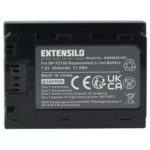 VHBW Sony NP-FZ100 battery - 2400 mAh, 7.2 V, Li-Ion