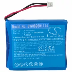   VHBW Radio Akku Albrecht ICP083448, JHHY903448A - 2000 mAh 3,7 V Li-Polymer