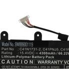 VHBW Notebook Battery Asus 0B200-02940000, 0B200-02990000 - 4300 mAh 15.4 V Li-polymer, black