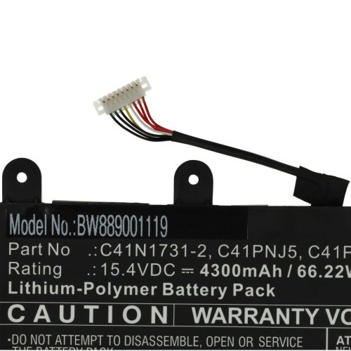 VHBW Notebook Battery Asus 0B200-02940000, 0B200-02990000 - 4300 mAh 15.4 V Li-polymer, black
