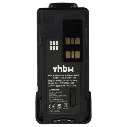 VHBW Motorola PMNN4406, PMNN4406BR, PMNN4409 Radioakku - 2600 mAh 7,4 V Li-Ion + Gürtelclip