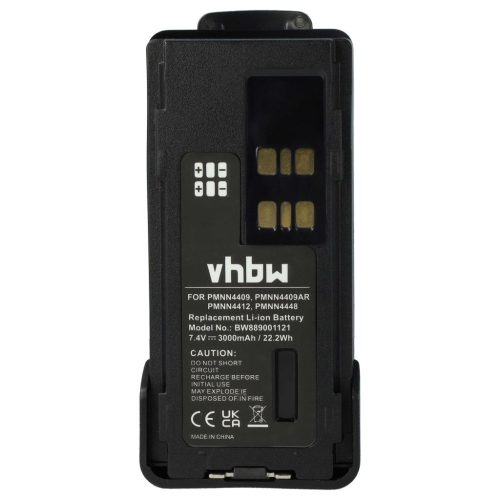 VHBW Motorola PMNN4406, PMNN4406BR, PMNN4409 Radioakku - 3000 mAh 7,4 V Li-Ion + Gürtelclip