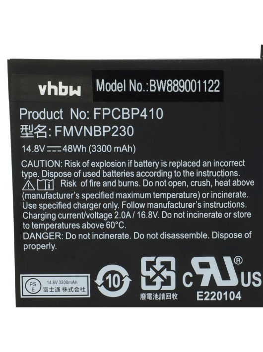 Notebook akkumulátor  Fujitsu FPCBP410, FMVNBP230, FPB0304 - 3300 mAh 14,8 V Li-polimer