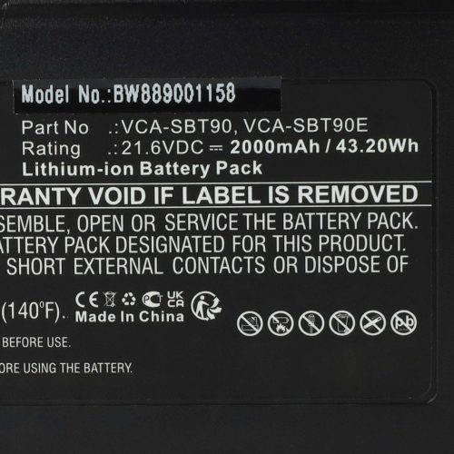 VHBW Samsung DJ96-00221A, VCA-SBT90E, VCA-SBT90 akkumulátor - 2000 mAh, 21,6 V, Li-Ion
