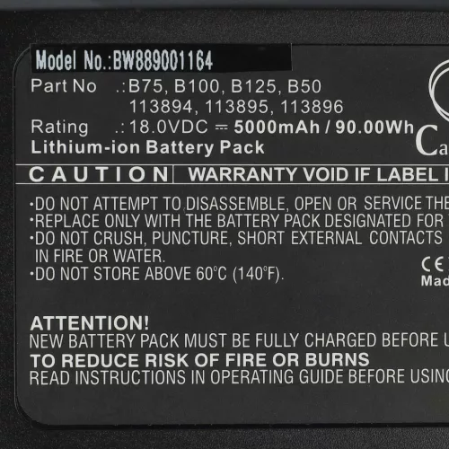 VHBW Al-Ko B125, B100, B50 Lawn Mower Battery - 113896, 113894, 113895 - 5000 mAh 18 V Li-Polymer