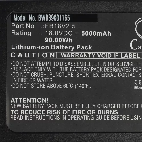 VHBW Flymo FB18V2.5 Lawn Mower Battery - 5000 mAh 18 V Li-Ion, Black