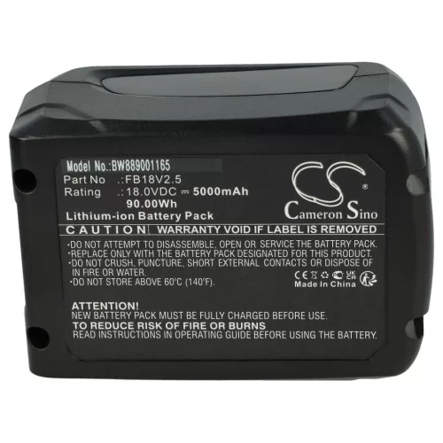VHBW Flymo FB18V2.5 Lawn Mower Battery - 5000 mAh 18 V Li-Ion, Black