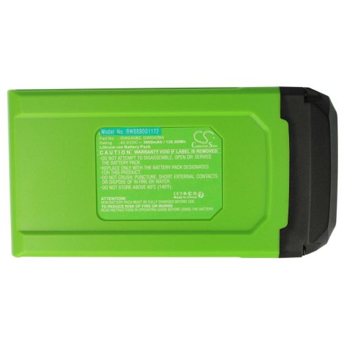VHBW Greenworks GWG40B2, GWG40B4 Fűnyíró Akkumulátor - 3000 mAh 40 V Li-Ion, Fekete/Zöld