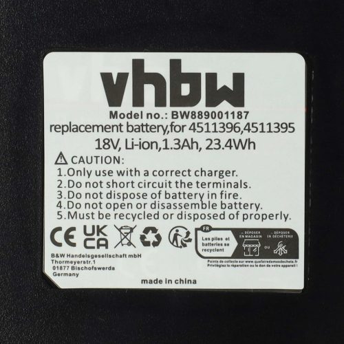 VHBW Electric Hand Tool Battery Einhell Power X-Change Agillo 18/200, Freelexo 1200 LCD for Multifunctional Tools - 18V, Li-Ion, 1300mAh