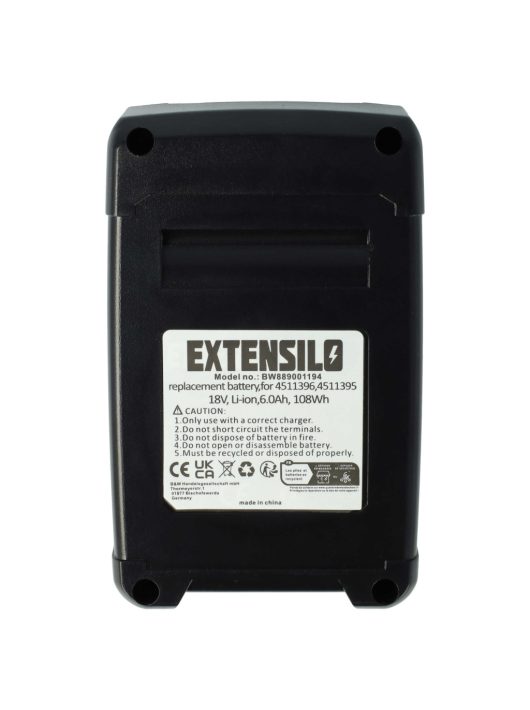 Elektromos kéziszerszámgép akkumulátor Einhell 45.114.36, 4511437, 4511396, 4511395 - 6000 mAh, 18 V, Li-Ion 