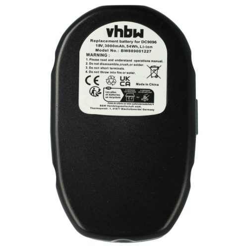 VHBW Electric Hand Tool Battery for DeWalt DC9096 - 3000 mAh, 18 V, Li-Ion