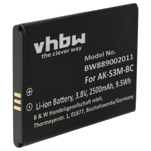 VHBW Senior mobile phone battery Emporia AK-S3M - 2500 mAh 3.8 V Li-polymer - Smartphone battery