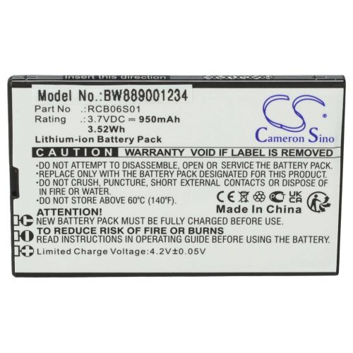 VHBW Mobile Phone Battery for Swisstone RCB06S01 - 950 mAh 3.7 V Li-Ion - Smartphone Battery