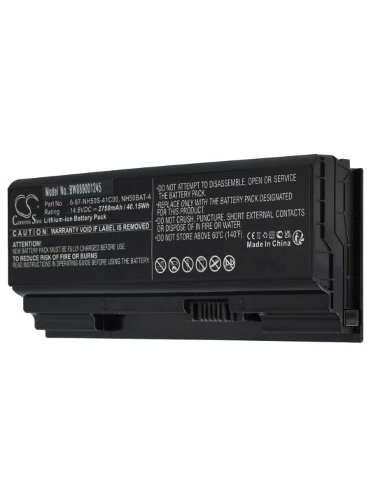 Clevo 6-87-NH50S-41C00, NH50BAT-4 notebook akkumulátor  - 2750 mAh 14,6 V Li-Ion, fekete