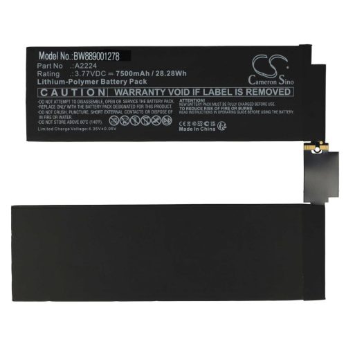 VHBW Tablet Battery for Apple A2224 - 7500 mAh 3.77 V Li-polymer