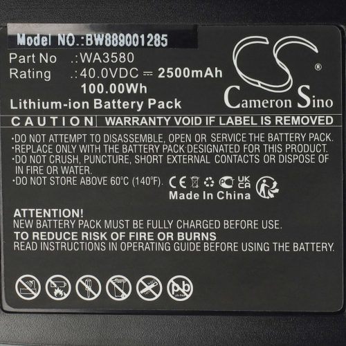 Elektromos kéziszerszámgép akkumulátor Worx WG3580, WA3580 - 2500 mAh, 40 V, Li-Ion