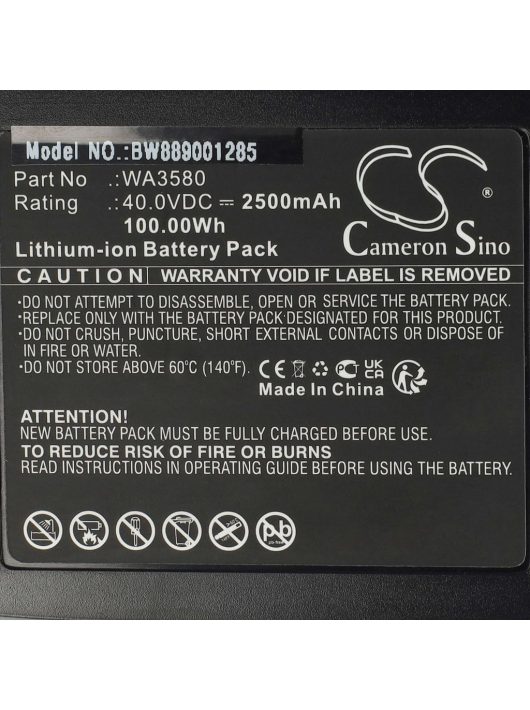 Elektromos kéziszerszámgép akkumulátor Worx WG3580, WA3580 - 2500 mAh, 40 V, Li-Ion