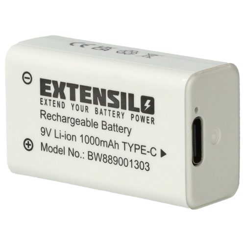 VHBW 9V Block Akku Daitem BATV13 - 1000 mAh 9 V Li-Ion