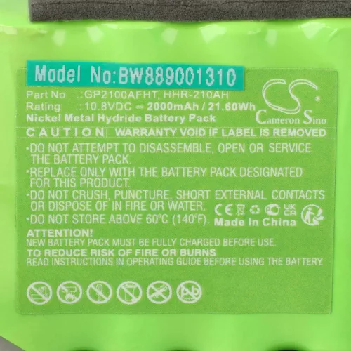VHBW Rollladenakku Velux GP210AFHT, GP2100AFHT, HHR-210AH, 865103, 832817 - 2000 mAh 10,8 V NiMH
