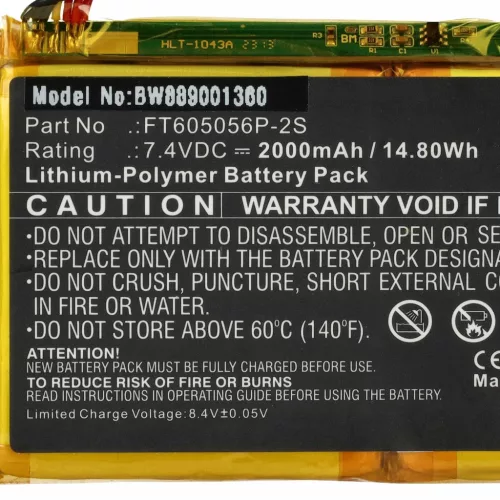 VHBW Polaroid FT605056P-2S Battery - 2000 mAh, 7.4 V, Li-Polymer
