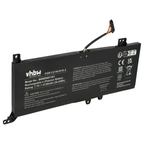VHBW Notebook Battery Asus 0B200-03280500, C21N1818-2 - 4730 mAh 7.7 V Li-polymer