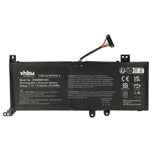 VHBW Notebook Battery Asus 0B200-03280500, C21N1818-2 - 4730 mAh 7.7 V Li-polymer