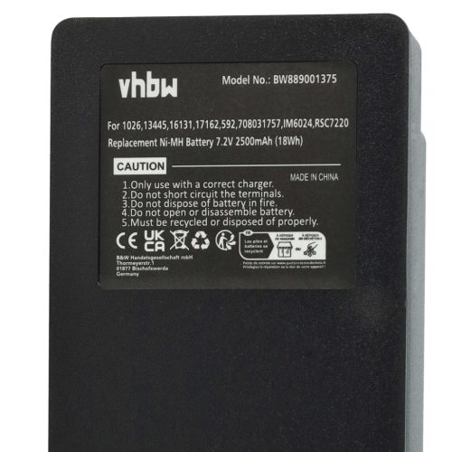 VHBW Remote Control Battery 17162, 708031757, 16131, 1026, 13445 - 2500 mAh 7.2 V NiMH