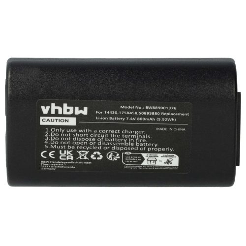 VHBW Akkumulátor  3M W003688, S0895880 nyomtatóhoz – 800 mAh 7,4 V Li-Ion